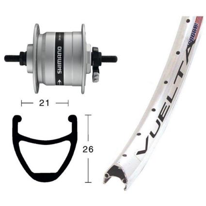 Exal Rodi Airline 1 Dynamo Shimano Dh3000 Front Wheel Branco 9 x 100 mm