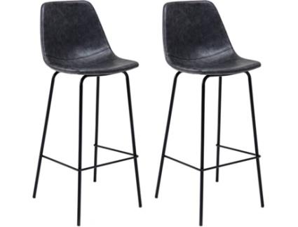 Conjunto de 2 Bancos HAPPY GARDEN Lucien (Cinzento - Polipele - 49 x 42 x 103 cm)