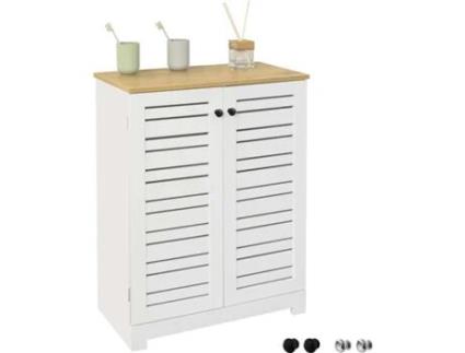 Armário de Pé com 2 Prateleiras e 2 Portas SOBUY (Branco -60X30X82 Cm)