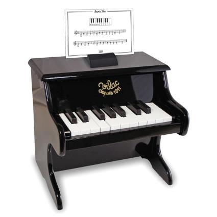 Piano preto em madeira, 18 teclas com pautas, 8296