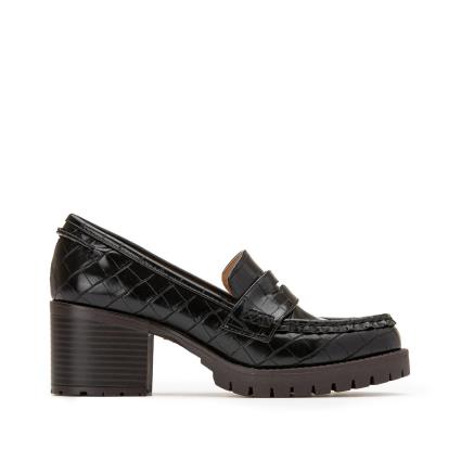 Collections Mocassins efeito crocodilo, com tacão