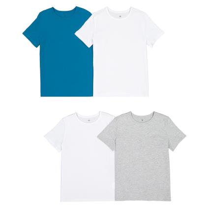 Collections Lote de 4 T-shirts lisas, em algodão bio, 3-14 anos