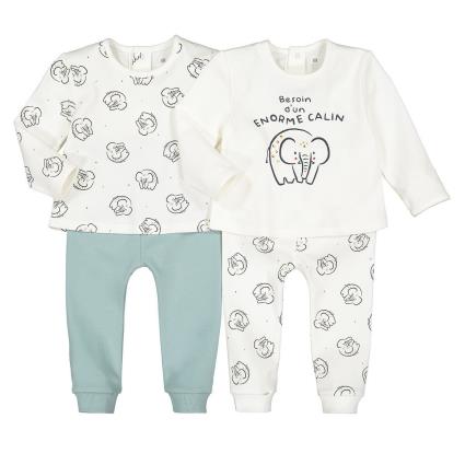 Collections Lote de 2 pijamas, de 2 peças, em algodão bio, 3 meses-4 anos