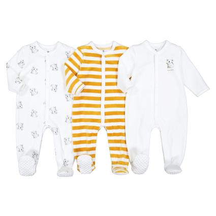 Collections Lote de 3 pijamas em veludo, prematuro-2 anos
