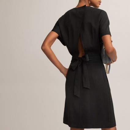 Collections Vestido evasé, decote arredondado e mangas curtas