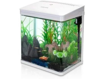 Aquário para Peixes NOBLEZA L23*W16*H27.5cm7L 2.525kg vidro e luzes LED de plástico 14 litros Sistema de filtro Branco