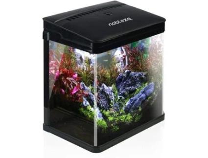 Aquário para Peixes NOBLEZA L23*W16*H27.5cm7L 2.525kg vidro e luzes LED de plástico 14 litros Sistema de filtro Preto