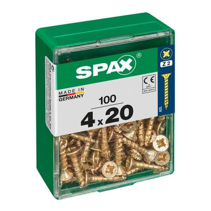 Spax Spax Yellox 4.0x20 Mm Flat Head Wood Screw 100 Units