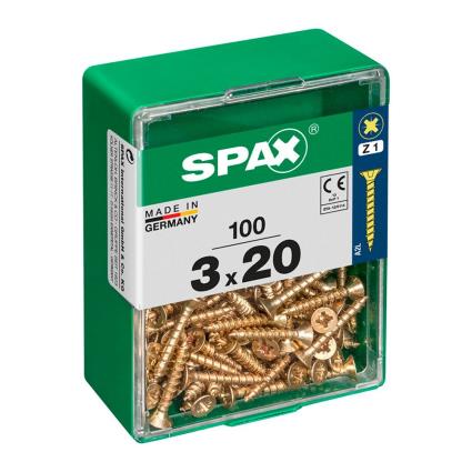 Spax Spax Yellox 3.0x20 Mm Flat Head Wood Screw 100 Units