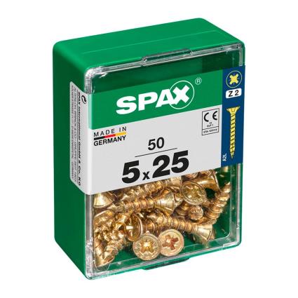 Spax Spax Yellox 5.0x25 Mm Flat Head Wood Screw 50 Units