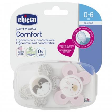 Chicco Physio Comfort Chupeta Silicone Rosa 0-6m x2