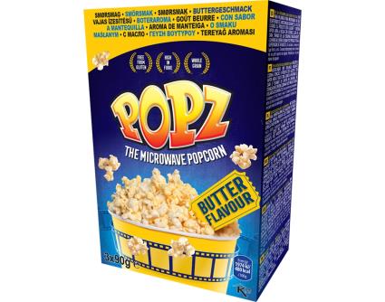 Pipocas Popz Microondas Manteiga Pack 3x90g