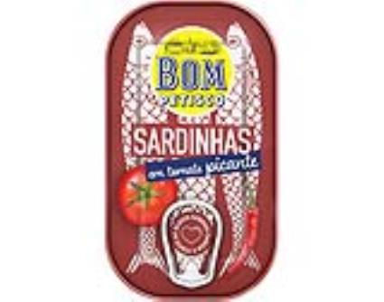 Sardinha Inteira Bom Petisco Em Tomate Picante 120(78)g