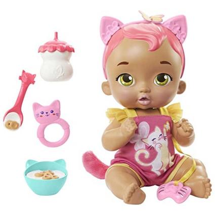 My Garden Baby Gatito Eats And Curls Pink Doll