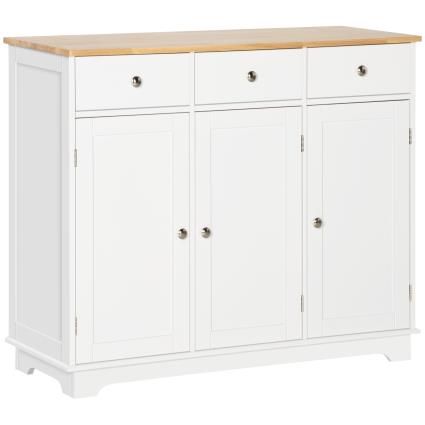 HOMCOM Aparador de Cozinha com 3 Gavetas 3 Portas e Prateleiras Ajustáveis Móvel Auxiliar de Armazenamento 101x40x85cm Branco   Aosom Portugal