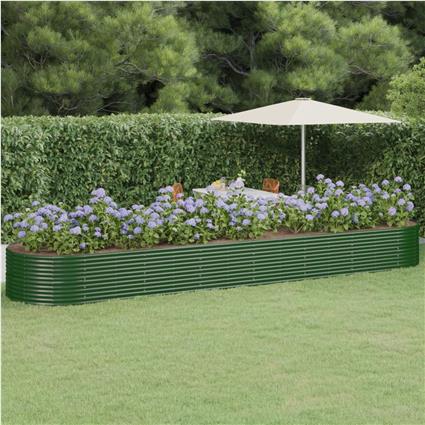 vidaXL Vaso/floreira de jardim aço revestido a pó 584x140x68 cm verde