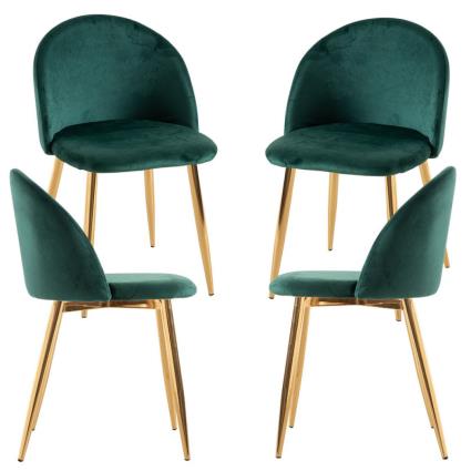 Presentes Miguel - Pack 4 Cadeiras Vint Veludo Golden - Verde