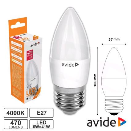Lâmpada E27 6W 230V LED Vela Branco Natural 470lm 