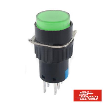 Comutador Pulsador Redondo 230v 2 Na 2 Nf Verde Bipolar