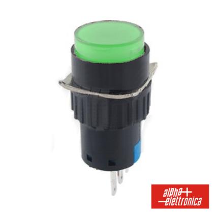 Comutador Pulsador Redondo 230v 1 Na 1 Nf Verde Unipolar