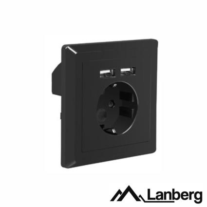 Tomada Elétrica Superfície C/ 2 Portas USB Preto 