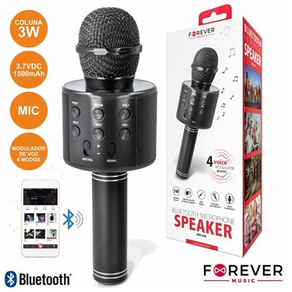 Microfone C/ Coluna 3w Bluetooth Usb/Sd Bateria