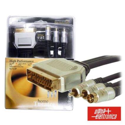 Cabo Scart Macho / 2 Rca Macho + 1 Svhs Macho 1.5m