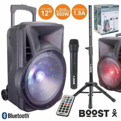 Coluna Amplificada 12 600w Usb/Bt/Sd Suporte/Micro 
