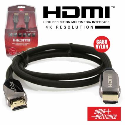 Cabo Hdmi Dourado Macho / Macho 2.0 4k Pro Nylon 2m
