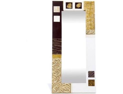 Espelho Artesanal LOHOART Madeiras (Dourado Preto Acrílico - 150 x 70 cm)