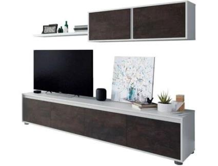 Conjunto de Móveis de TV VMO HOME Alba Oxide (Módulo bai x o: 200 cm  Módulo alto: 105 cm  Prateleira: 95 cm)