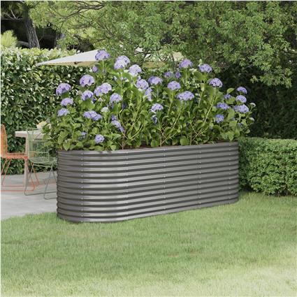vidaXL Vaso/floreira de jardim aço revestido a pó 224x80x68 cm cinza