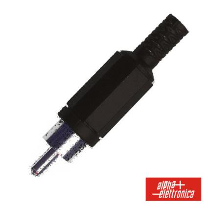 Ficha Rca Macho Preta Pvc C/ Proteção De Cabo