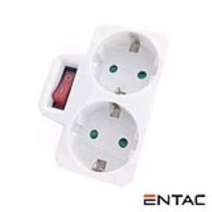 Tomada Elétrica C/ 2 Saídas Interruptor Branco 