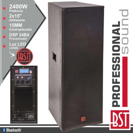 Coluna Amplificada Pro 2x15 2400w 4 Modos Bt 