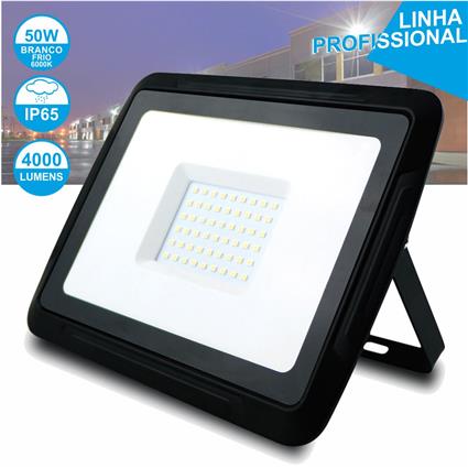 Projetor C/Leds Smd 2835 P/Exterior 50w Branco-Frio