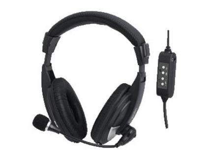 Headset Stereo c/ Controlo de Volume Cabo USB Preto