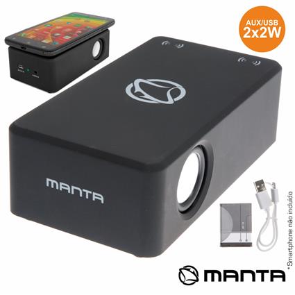 Coluna Por Indução Portátil 2x3w Usb/Aux/Bat 