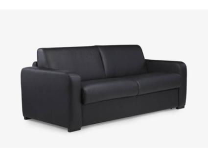 Sofá VENTE-UNIQUE.PT Bevis (Pele - Preto - 88x198x96 cm)