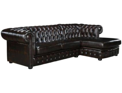 Sofá VENTE-UNIQUE.PT Brenton (Pele - Castanho - 82x274x166 cm)