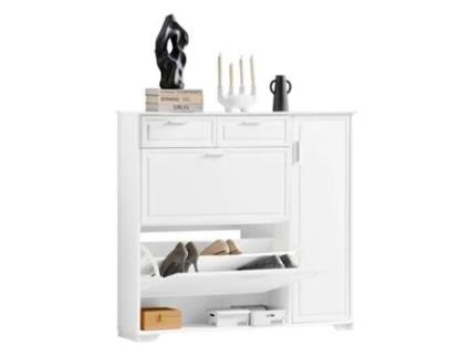 Sapateira SOBUY FSR104-W (Branco - MDF - 120 x 26 x 111 cm)