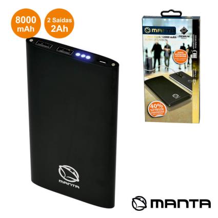 Powerbank 8000ma C/ Ficha Micro Usb Preto 