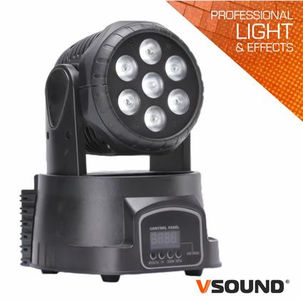 Moving Head Mini C/7 Leds Cree 10w Rbw Dmx Mic 