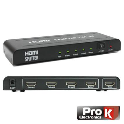 Distribuidor Hdmi Amplificado 1 Entrada E 4 Saídas 