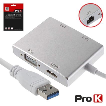 Adaptador Usb-A 3.0 / Dvi+hdmi+vga+rj45 