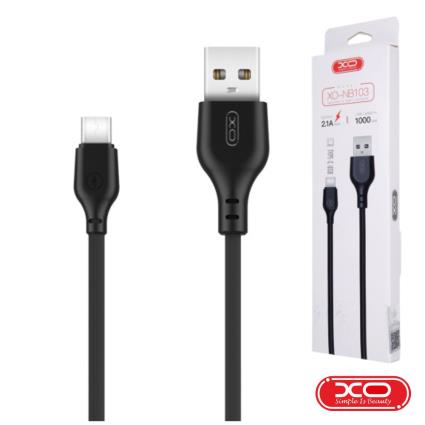 Cabo USB-A 2.0 Macho / USB-C 2.1A 1M Preto 