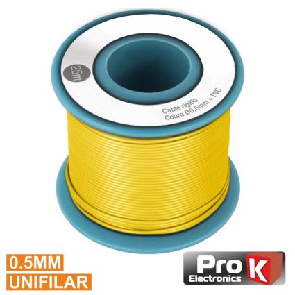 Cabo Unifilar Amarelo 0.5mm Rolo 25m 