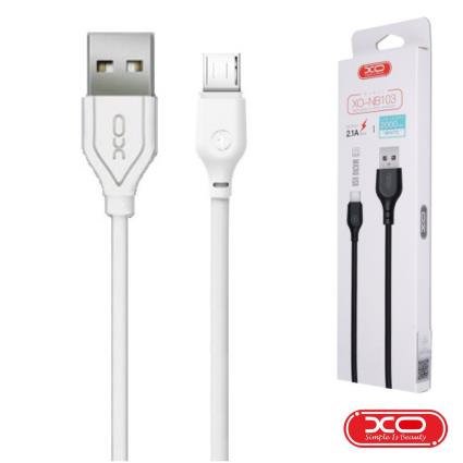 Cabo USB-A 2.0 Macho / Micro USB-B 2.1A 2M Branco 