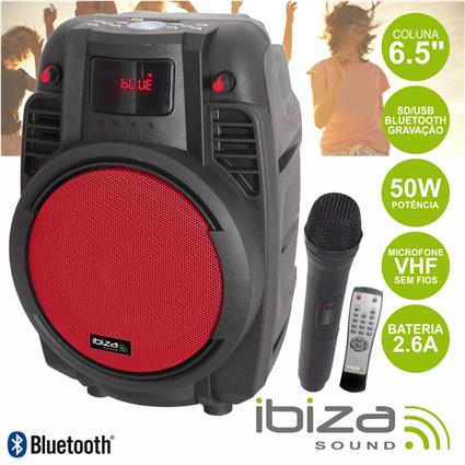 Coluna Amplificada 6.5 50w Mic./Comando/Usb/Bt/Sd/Bat 