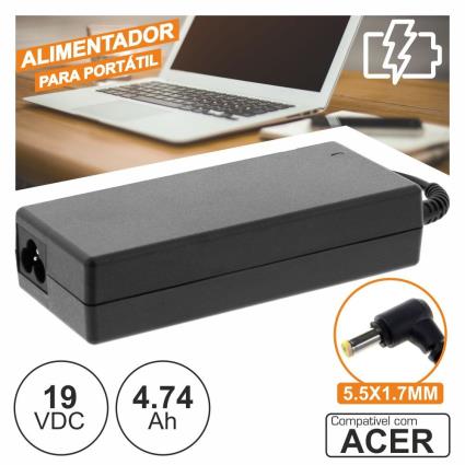 Alimentador P/ Acer 19v 3.74a 90w 5.5x1.7mm